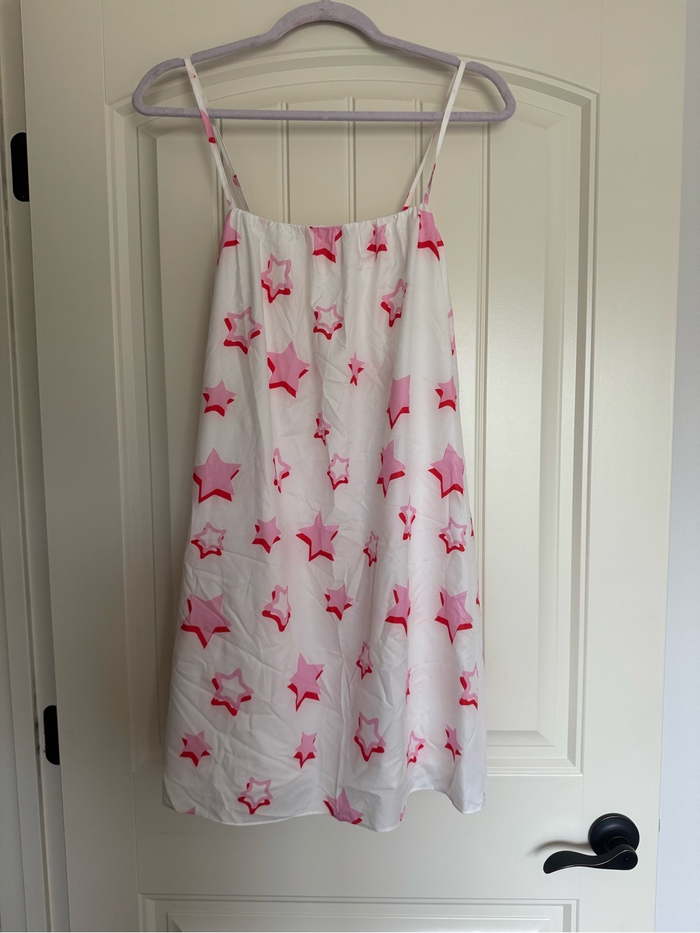 Pink Lily White Sleeveless Dress with Pink Star Print